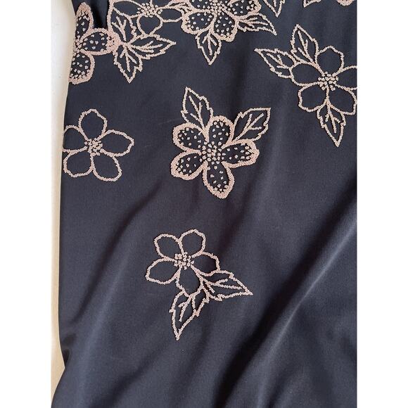 Y2K Black Floral Beaded Halter Dress Sz S Fairy Goth Prom Formal RAMPAGE - Picture 9 of 11